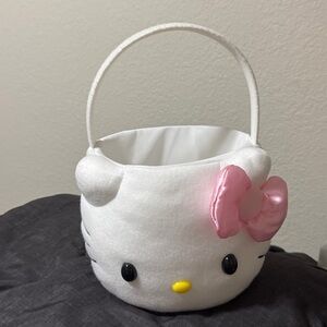 Hello Kitty White and Pink Plush Basket